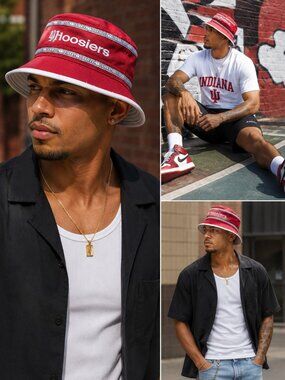 New Adidas Mens Hoosiers Indiana Red Bucket Hat